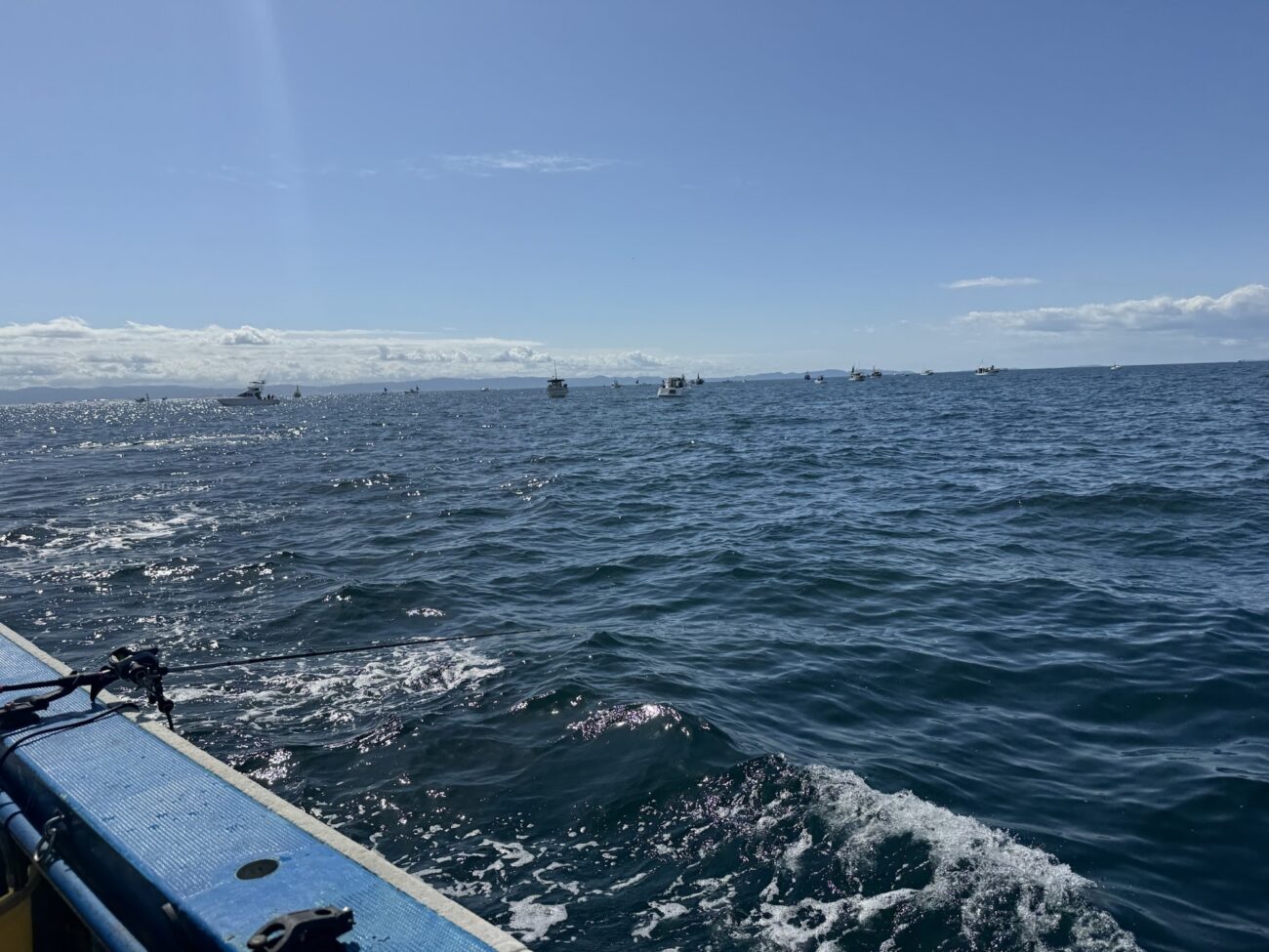 神戸沖の様子。天気も良く太刀魚の釣れているってこともあって大船団でした